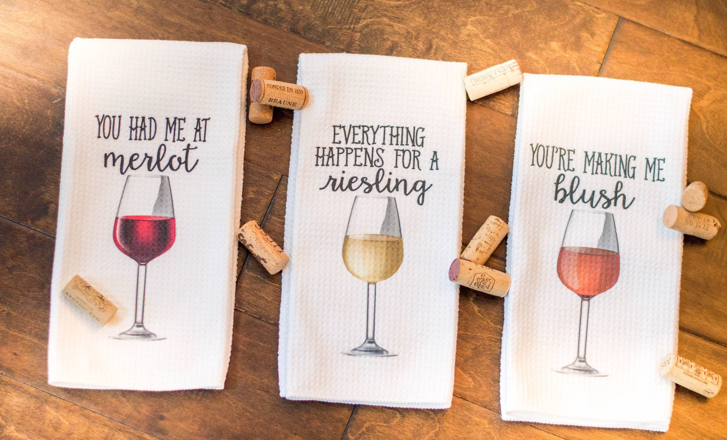 Wine Funny Kitchen Towels: Blanc