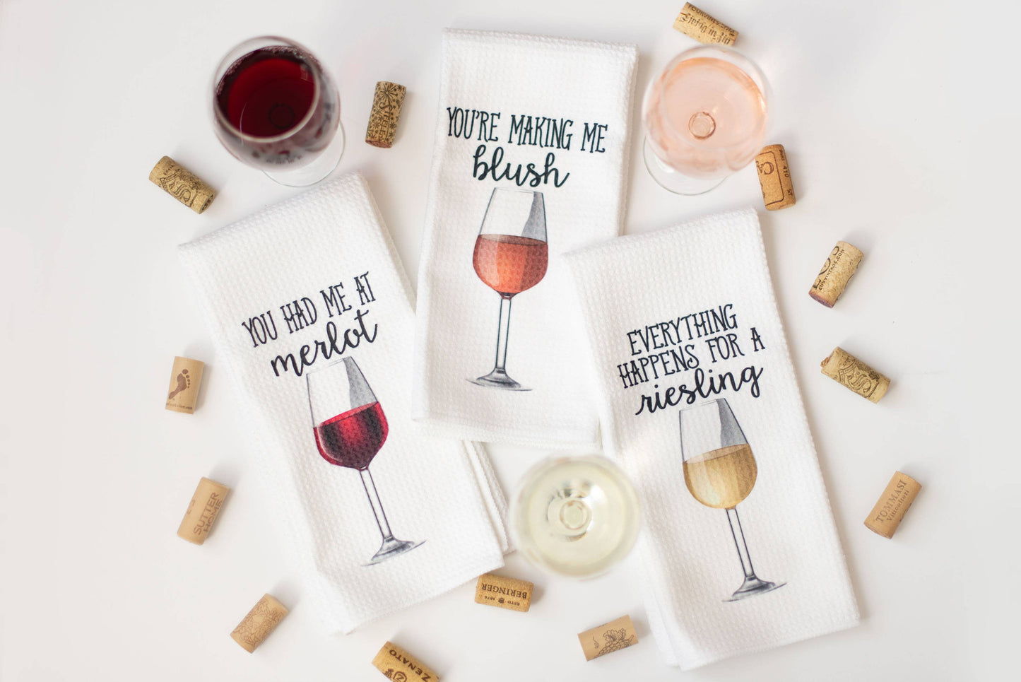 Wine Funny Kitchen Towels: Rose