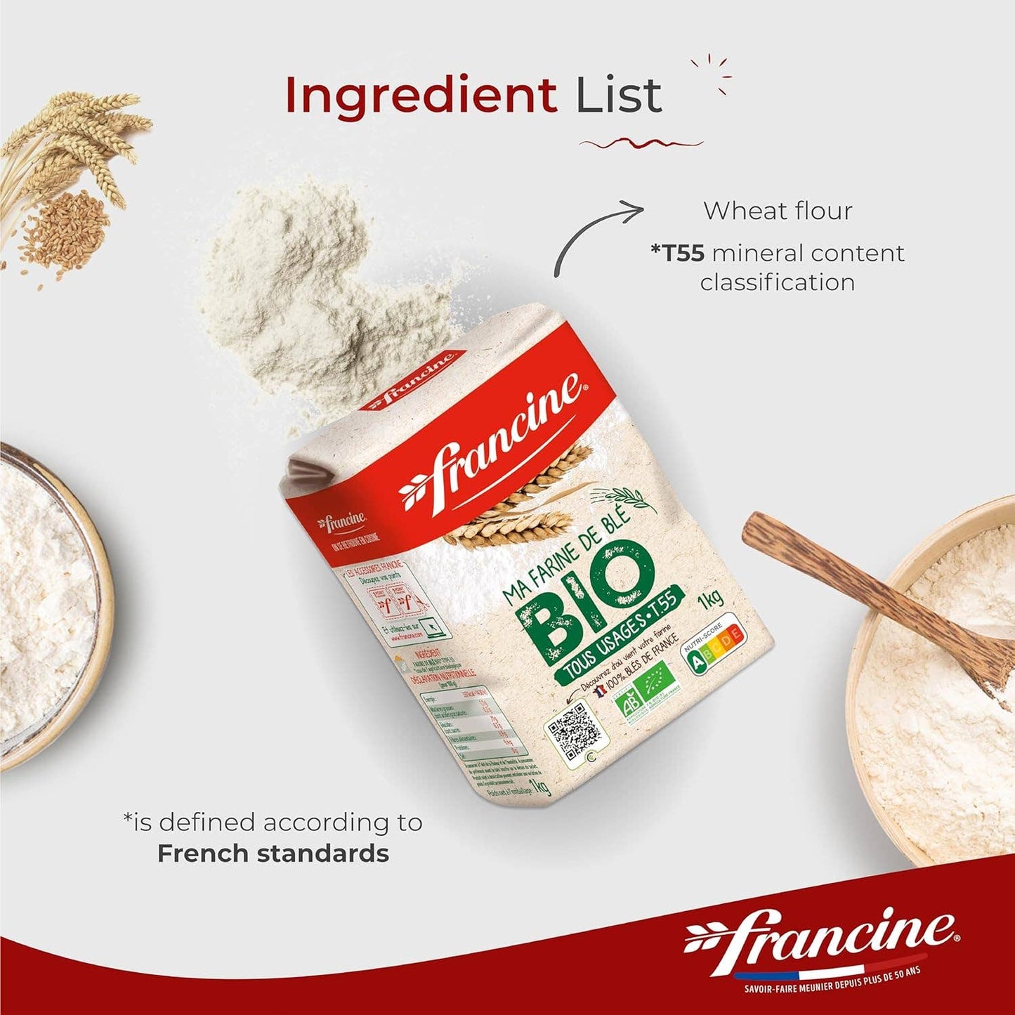 French All Purpose Organic T.55 Wheat Flour - 2.2 lbs